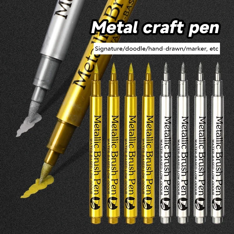 Marker Pen Gold Silver Metallic Waterproof Permanent Paint for Rock Mug Ceramic Glass DIY Painting Supplies