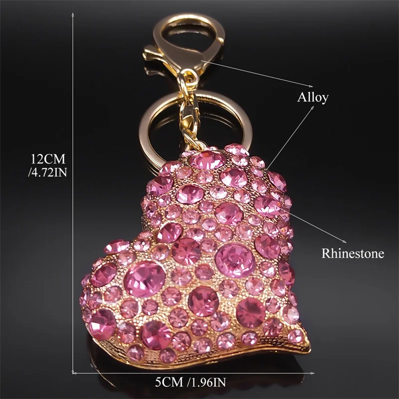 Skineat Set 2 Portachiavi A Sfera Con Fiore E Cuore - Portachiavi In Lega Dorata Con Cristallo - Regalo Per Donne