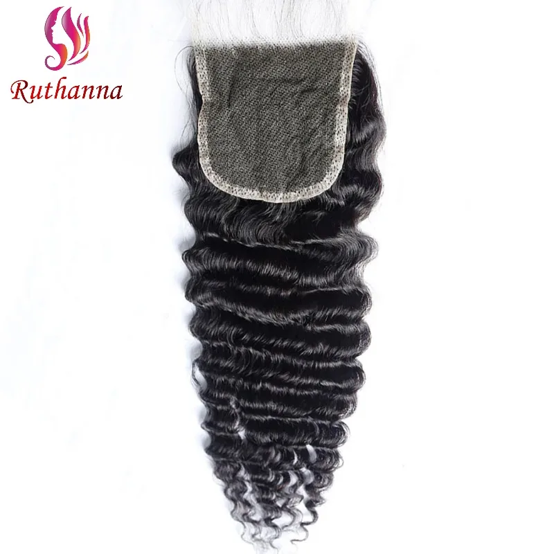 Deep Wave 4x4 Lace Closure Human Hair Pre-Plucked Natural Color Brazilian Virgin Hair Transparent Lace Closure For Women