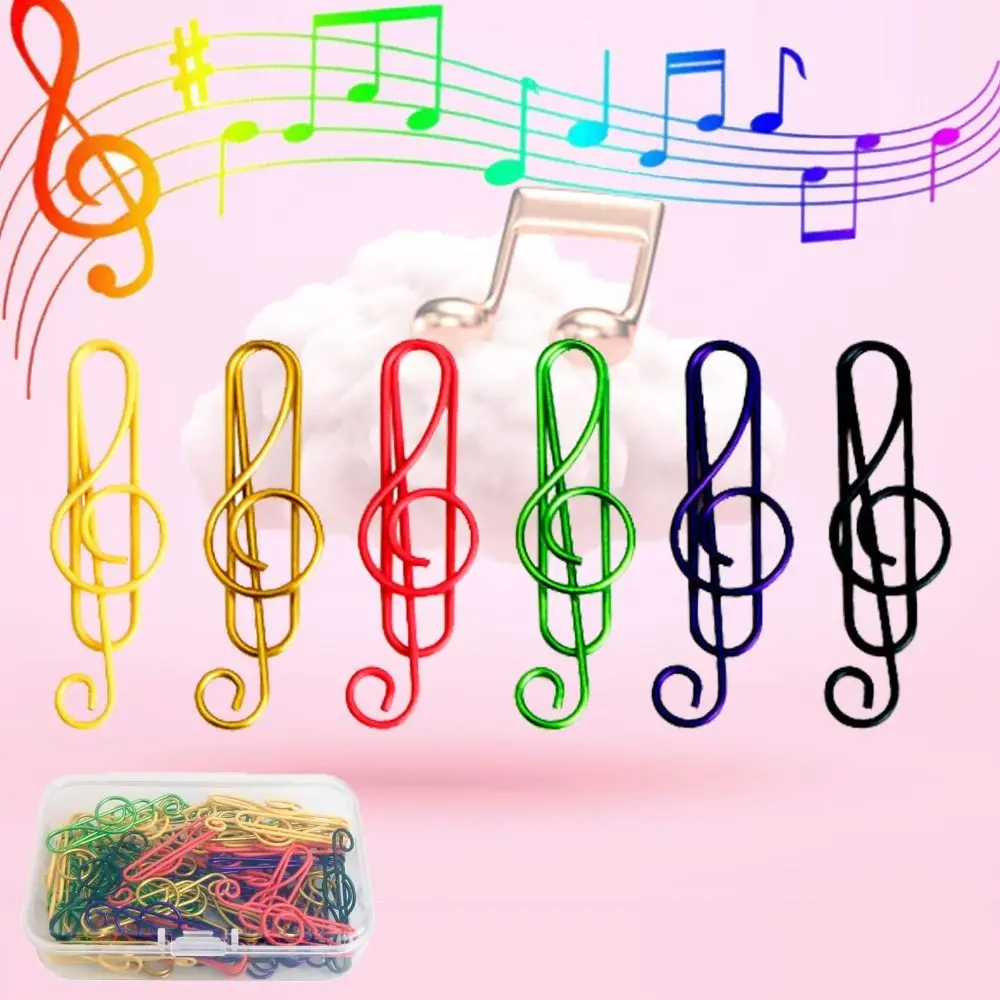 

50Pcs Office Hand Account Holder Stationery School Supplies Planner Clips Musical Symbols Colorful Paper Clip Paperclips