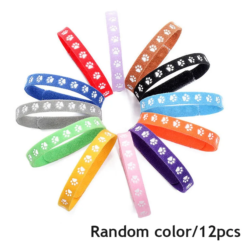 12pcs Dogs Collars Colorful Classic Simple Puppy Kitten Identification Collar Kitten Whelping ID Collar Bands Pet Supplies 