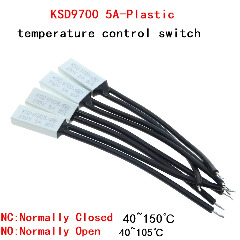 5PCS 5A Thermostat 10C-240C KSD9700 40C 45C 50C 55C 60C 65C Plastic Temperature Switch N/O Thermal Protector degree centigrade 5pcs ksd301 250v 10a normal open temperature switch thermal control 40c 50c 60c 70c 80c 90c 100c 110c 120c 130c 150c centigrade