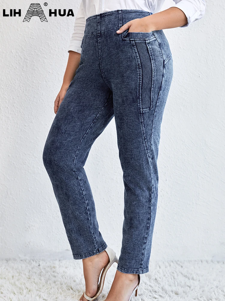 LIH HUA Women s Plus Size Jeans Autumn Chic Elegant Jeans For Chubby lih-hua-women-s-plus-size-jeans-autumn-chic-elegant-jeans-for-chubby