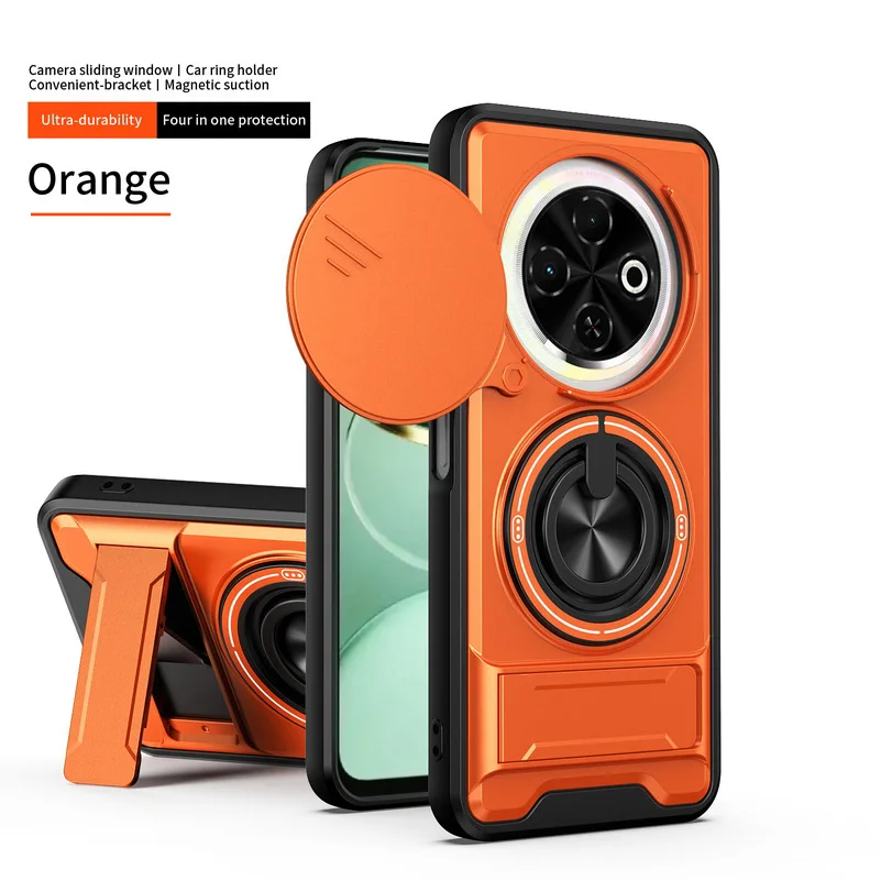 Versatile 2-in-1 Ring Grip with Built-in Magnetic Car Holder and Lens Protective Cover