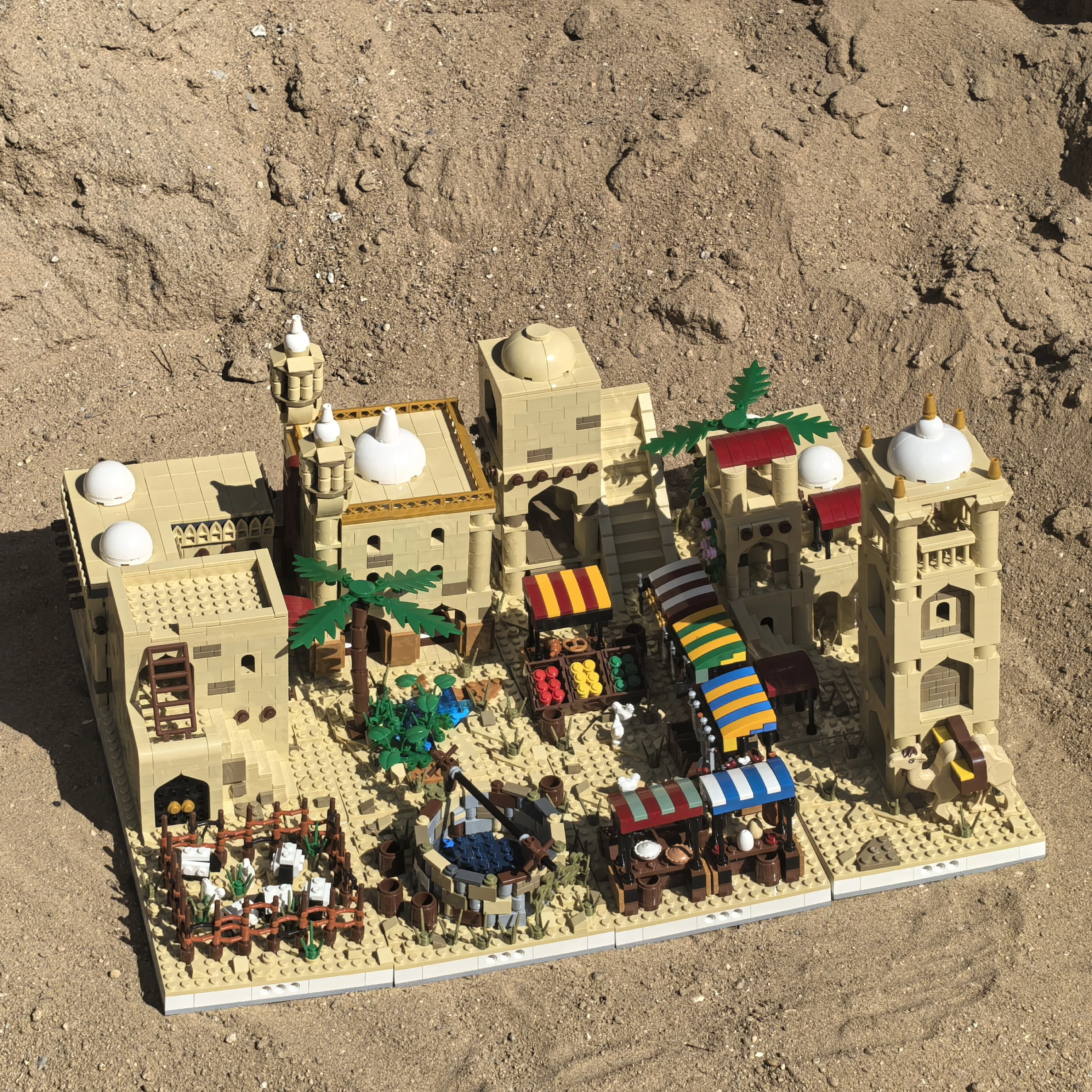 중국 건축 거리 풍경 블록 MOC-32630 사막 마을 성 고난도 조립 장난감