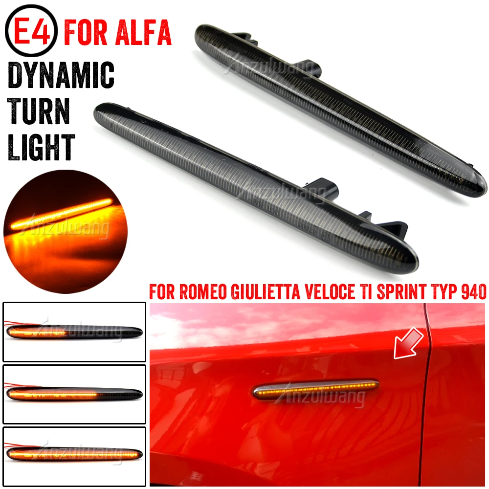 2Pcs LED Dynamic Side Marker Lights Arrow Turn Signal Blinker Lamps For