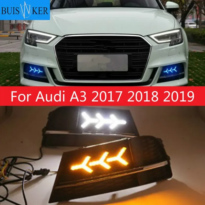 

Дневные ходовые огни, водонепроницаемые светодиодные дневные ходовые огни с указателем поворота для Audi A3 2017 2018 2019, 1 комплект