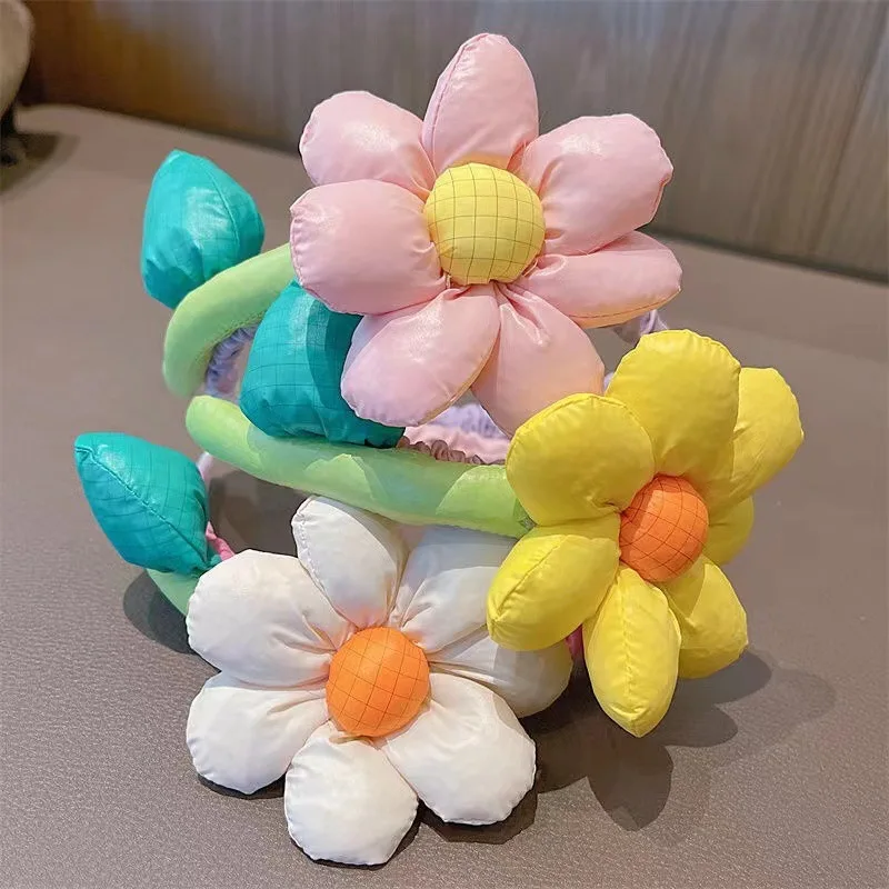 Korean 3D Flowers Sunflowers Girls Hair Bands Headbands For Spring Summer Baby Girl Birthday