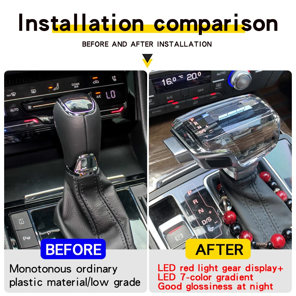 LED Crystal Gear Shift Knob For VW Golf 7 MK6 MK7 GTI Passat B7 B8 Tiguan Skoda