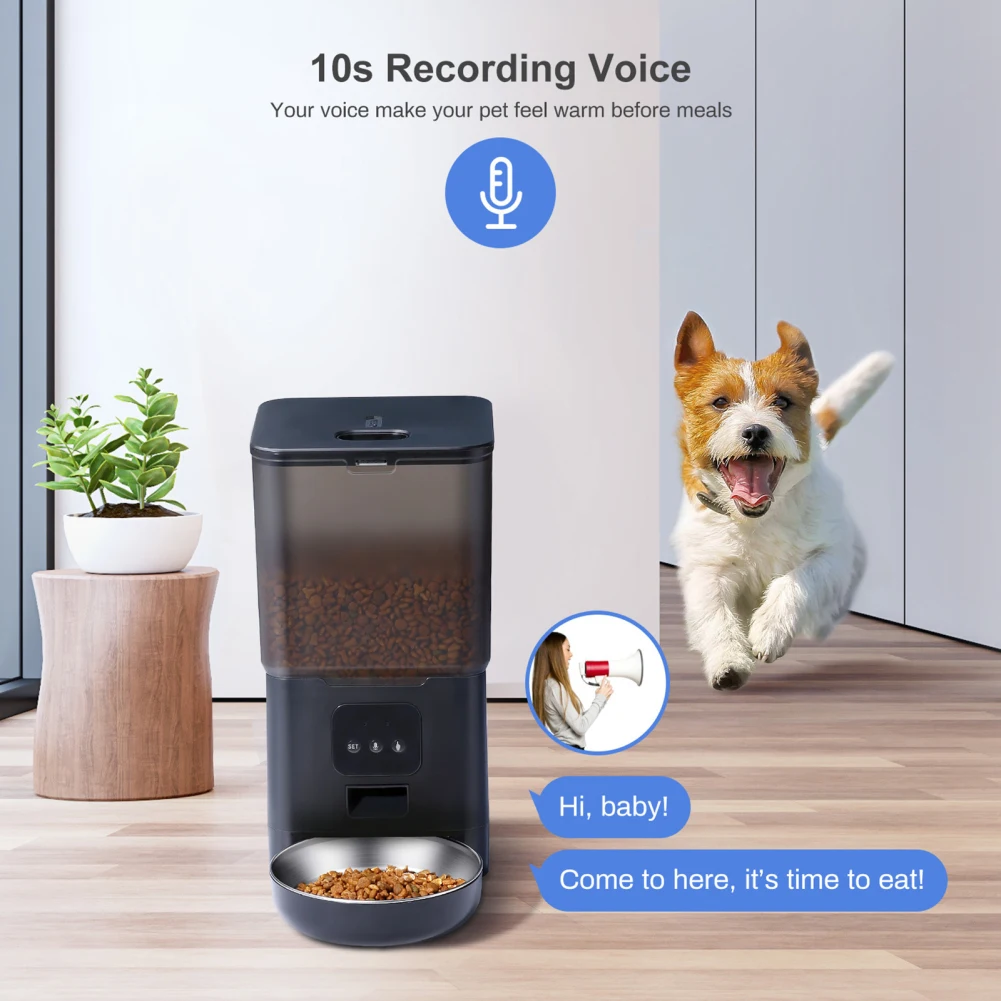 

Pet Automatic Feeder 6L Large Capacity Customize Feeding Plan Dry Food Dispenser With Stainless Steel Bowls For Pets Dry Food