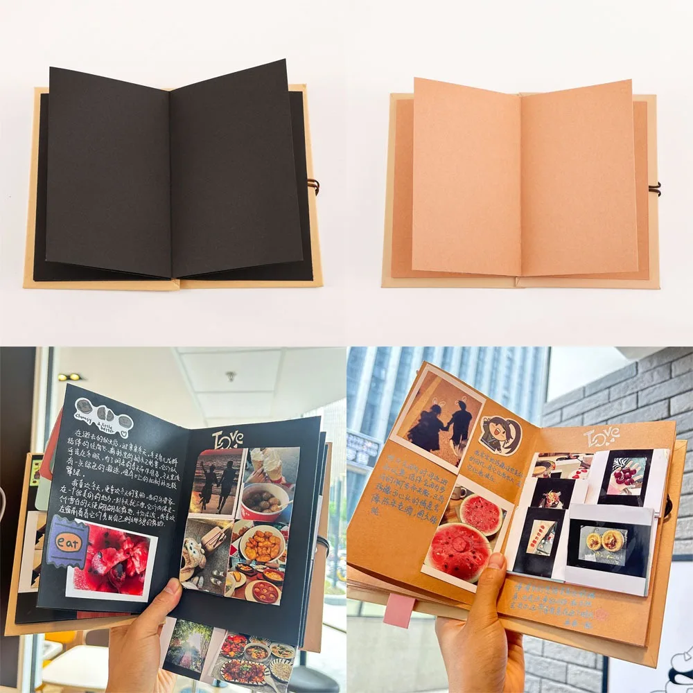 Multi-purpose Kraft Paper Accordion Photo Album Folding Type 16 Pages Growing Souvenir Book Adhesive style Diy Photo Album Gifts