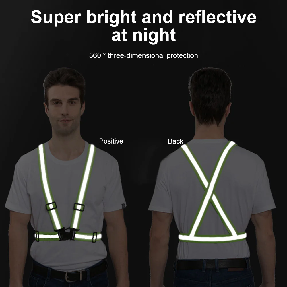 Reflective Vest Night Cycling High Visibility Reflective Strap Outdoor Safety Jacket Work Security Running Vest
