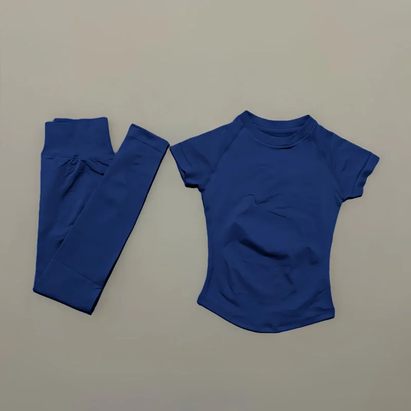 Women's Casual Two-Piece Set: Short Sleeve Top & High Waist Long Pants