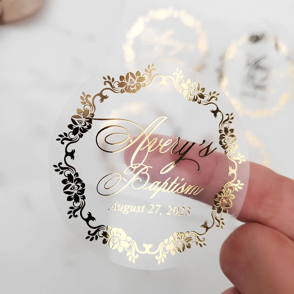 Autocollants - Étiquettes pour mariage, baptême personnalisés x 24