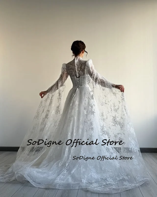 SoDigne A-line Elegant Wedding Dresses Full Sleeves V-Neck Lace Bridal Dress 2025 Long Wedding Gown Robe De Mairee Customized 14 Se11a96cef2bc493d85a955340b0f01caP