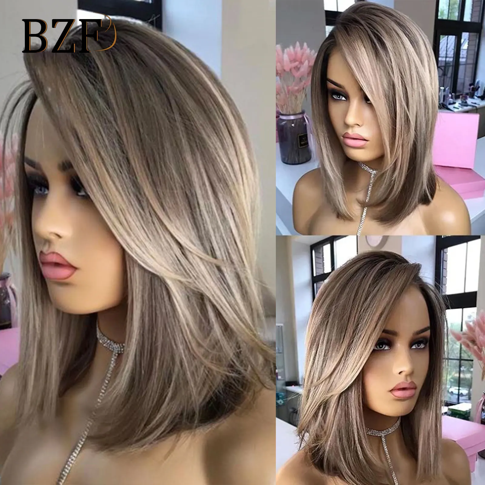 Synthetic Lace Front Short Bob Wigs for Women