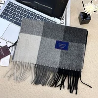 Мужской шарф из 100% шерсти, клетчатый теплый мягкий глушитель, женский зимний осенний парный кашемировый ветрозащитный полосатый шаль с кисточками, мужской толстый шарф — изображение 4