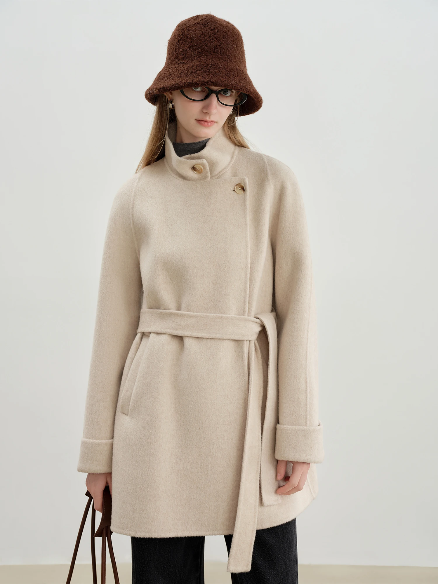 ZIQIAO Wool Solid Color Temperament Plain Warm Fisherman Hat Female 2025 Winter New Style Face Small Basin Hat Ins All-match