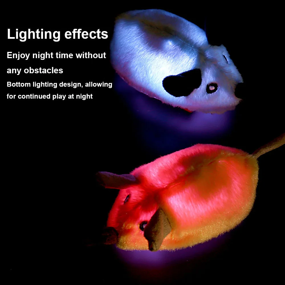 القط الفأر التفاعلية ألعاب من القطيفة الحيوانات الأليفة تتحرك الفئران لعبة LED توهج الكهربائية السيارات قابلة للشحن للقطط الداخلية