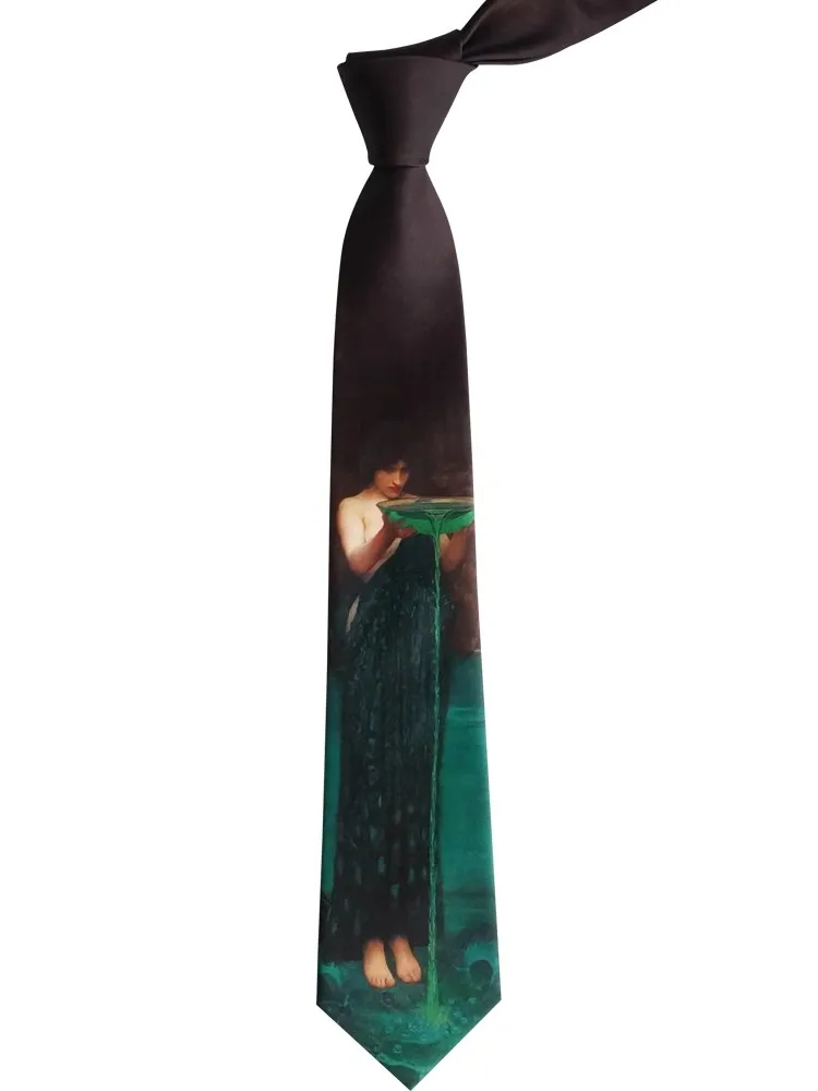 

Free shipping New male Original design neckwear Oil painting brown green printed tie retro personality fashionable male NECKTIE