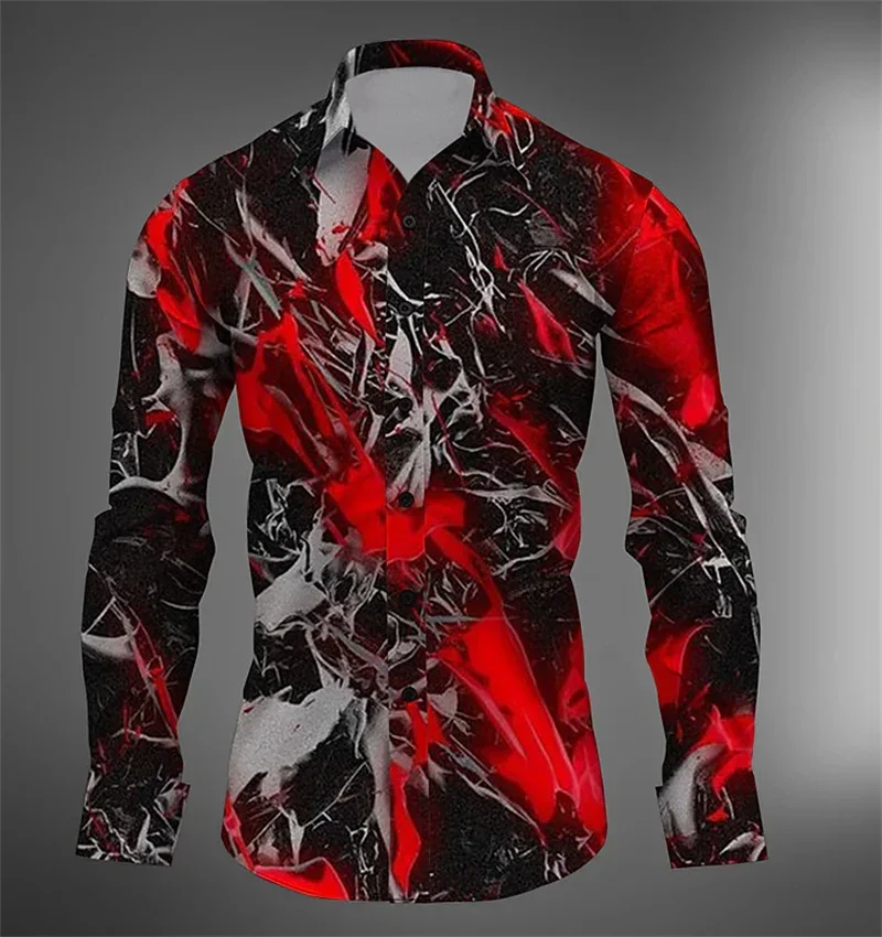 2024 Fashion New T-shirt Shirt Lapel Button Suit Long Sleeve Top Popular Outdoor Retro Soft Comfortable Men's Plus Size