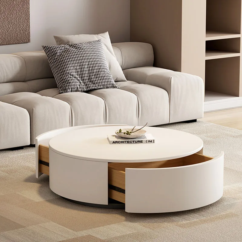 

Modern Luxury Coffee Tables Living Room Simple Black Minimalist Coffee Tables Round White Table Basse De Salon Home Furniture