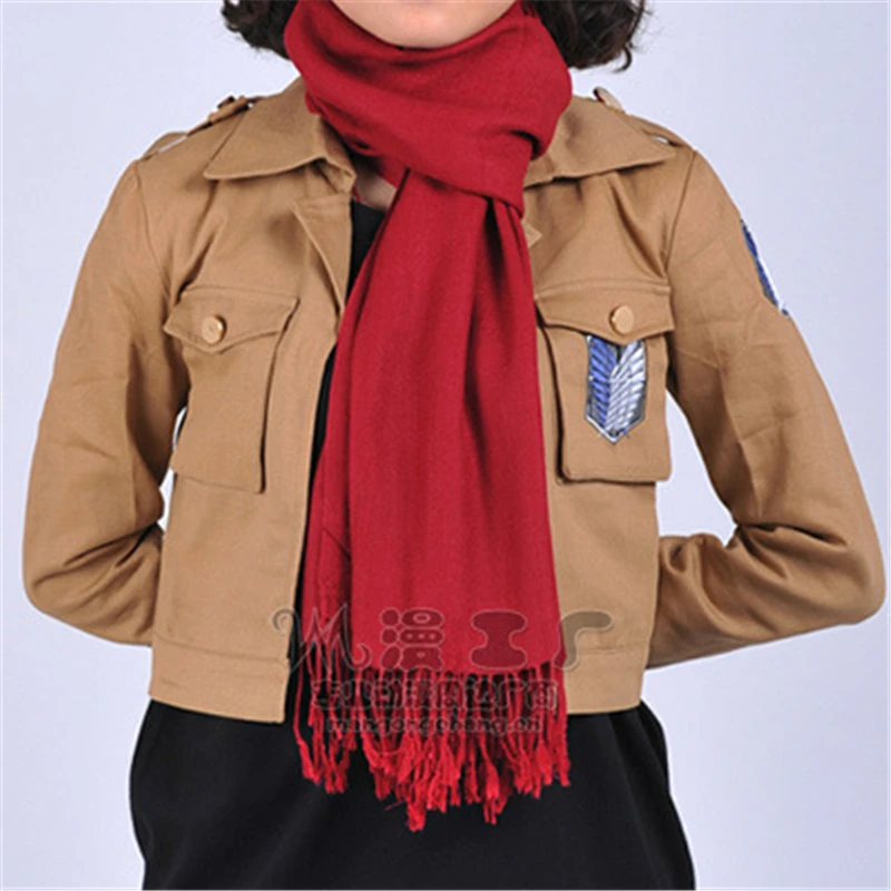 Anime Attack on titan Shingeki no Kyojin Cosplay Mikasa Ackerman Scarf Shawl Boas