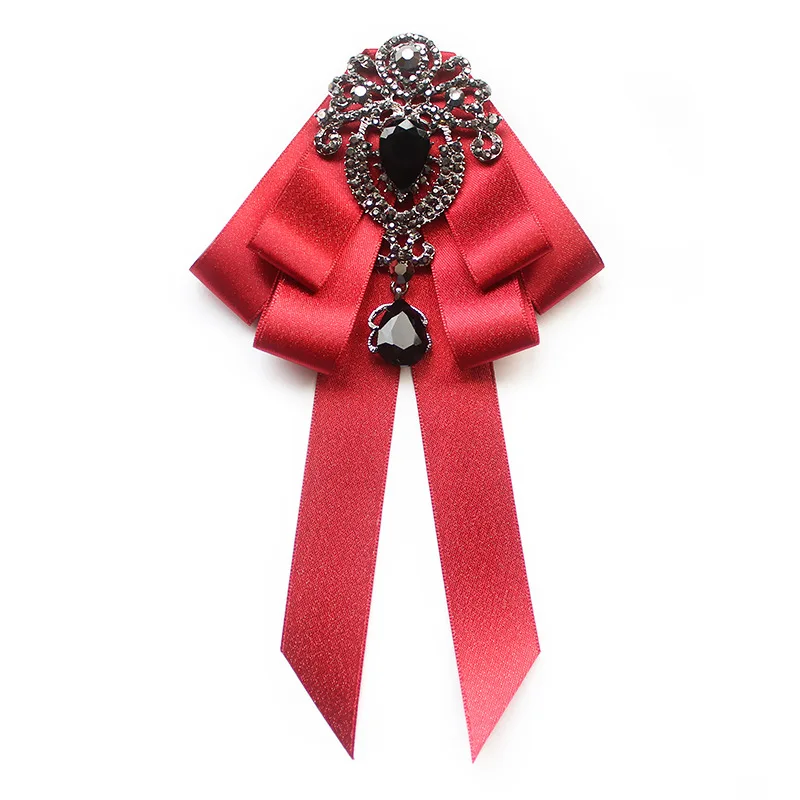 High Quality Handmade Fabric Bow Ties Rhinestone Crystal Men\'s Neck Tie Wedding Business Cravat Luxulry Jewelry Accessories
