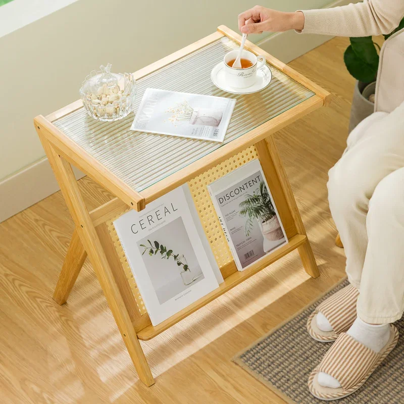 Modern Changhong Glass Coffee Tables Nordic Bamboo Sofa Side Table Living Room Apartment Coffee Table Creative Corner Tables c