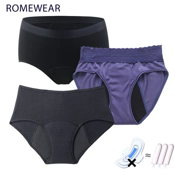 Intimo donna per mutandine periodo mestruale 4 strati pesante assorbente a tenuta stagna slip in cotone taglie forti lingerie sexy in pizzo 2XL5XL