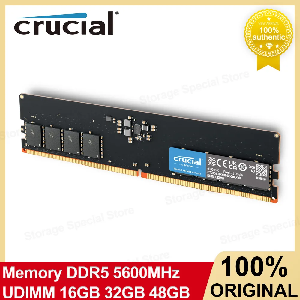 Crucial DDR5 RAM Desktop Memory 16GB 32GB 48GB 5600MHz 1.1V