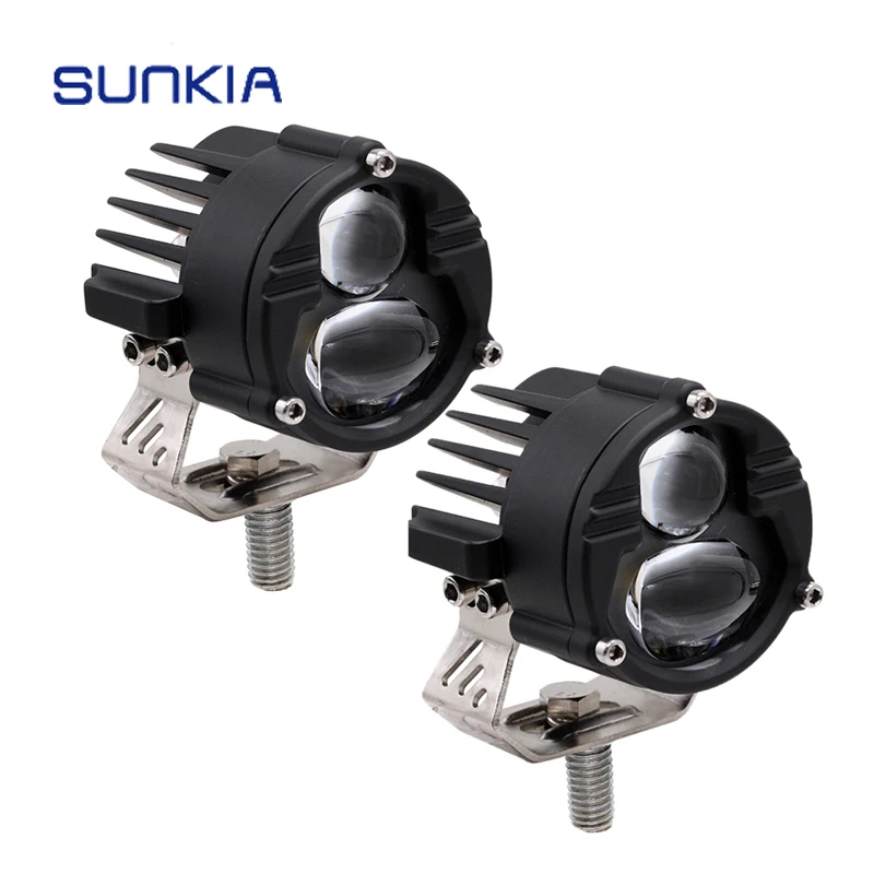 

80W Motorcycle External Spotlight Two-color LED Car Headlight Offroad 12000LM Worklight White+Yellow Fog Lamps