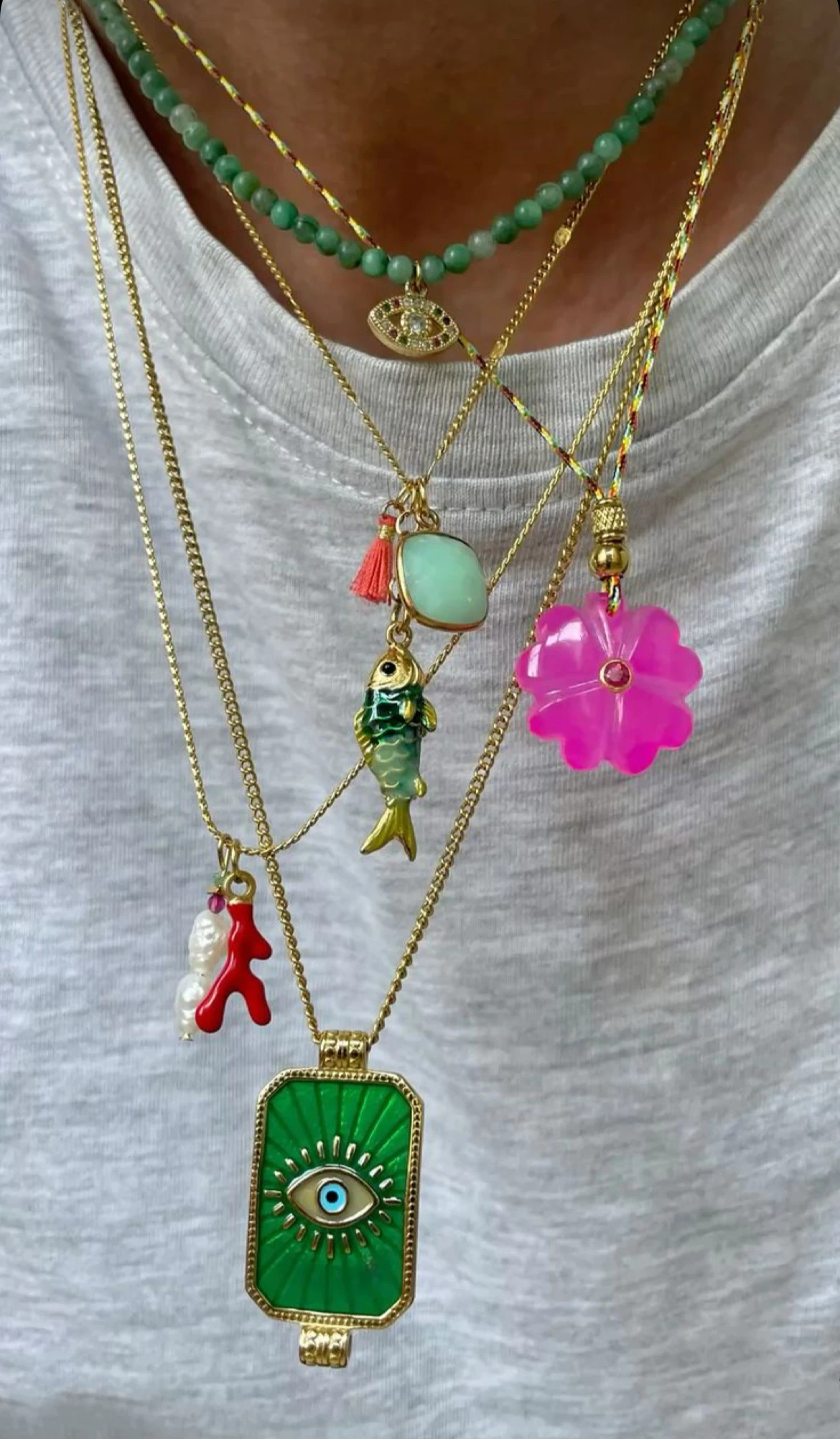 5pcs Bohemian Stacked Necklace Womens Daily Jewelry Gift