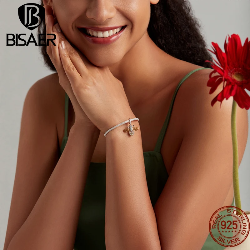 Voroco 925 Sterling Silver Bee Honeycomb CZ Bracelet Charm Bead - Foto 4