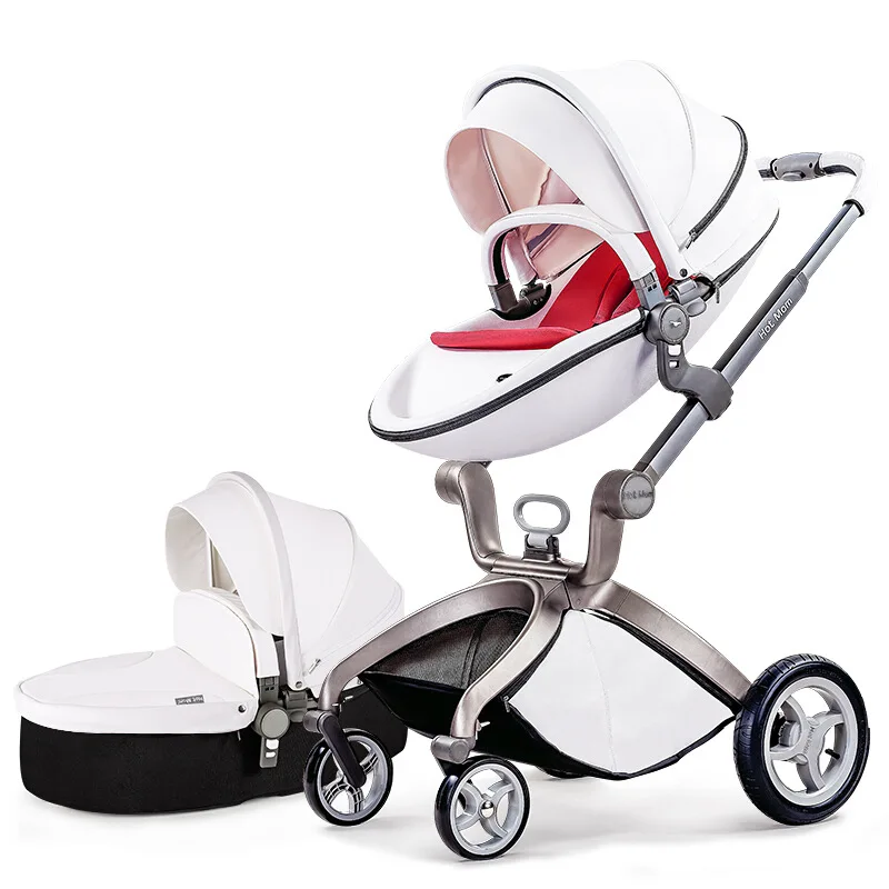 New Luxury PU Leather Baby Stroller,High-Grade Baby Stroller High Landscape Infant Carriage,eggshell Stroller,Folding Pram