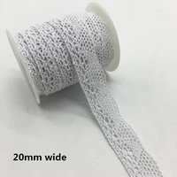 2 Yards/lot Apparel Sewing Fabric Ivory Cream Black Trim Cotton Crocheted Lace Fabric Ribbon Handmade Accessories 6