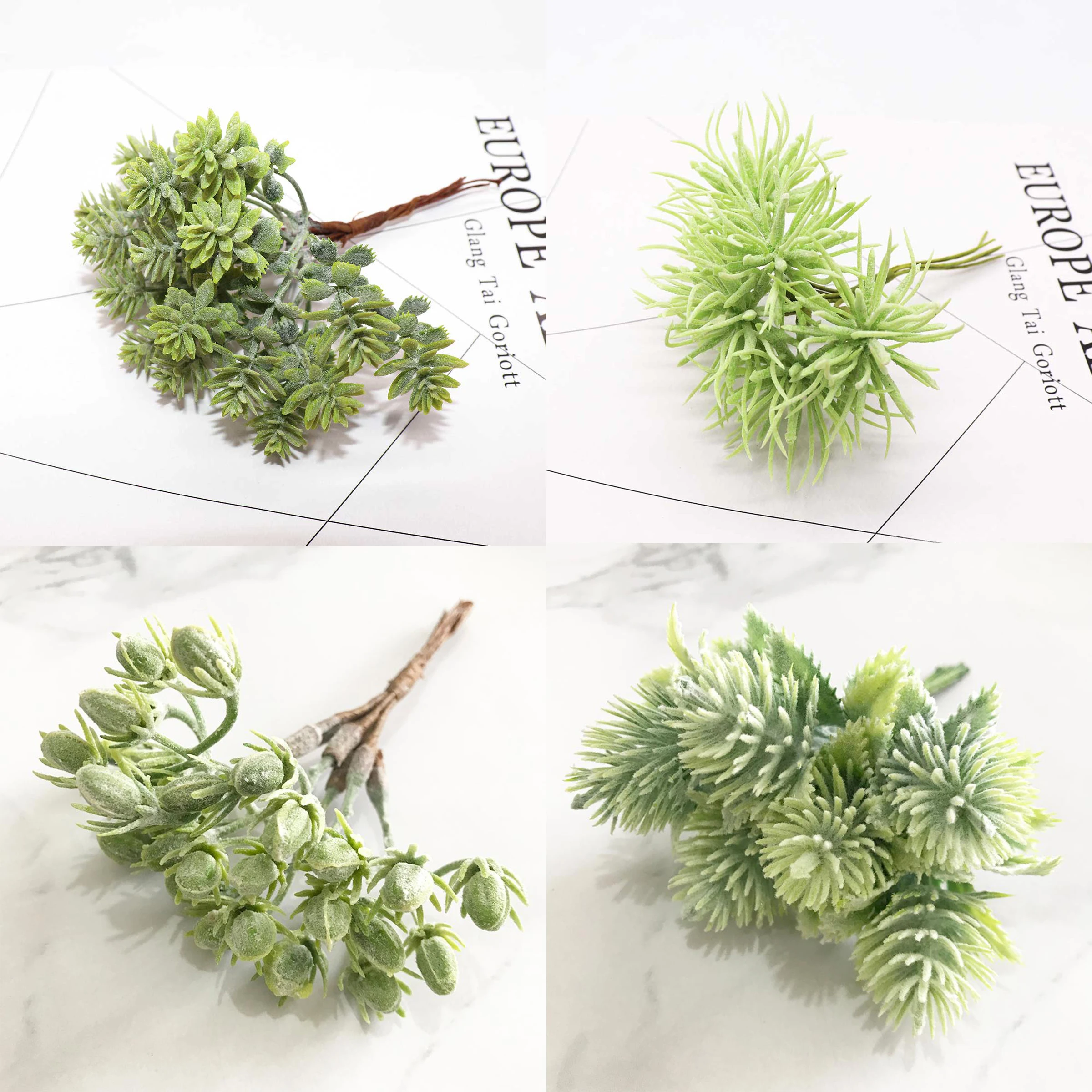 6pcs Artificial White Grass Plant Flowers For Wedding Christmas Decor
