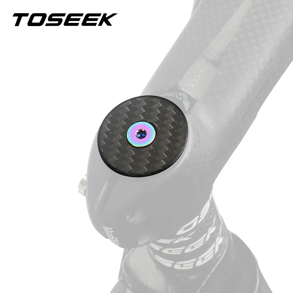 

TOSEEK Bicycle Headset carbon top Cap Carbon Fiber Bike Stem 28.6mm 1 1/8" Steerer Fork Tube Cover