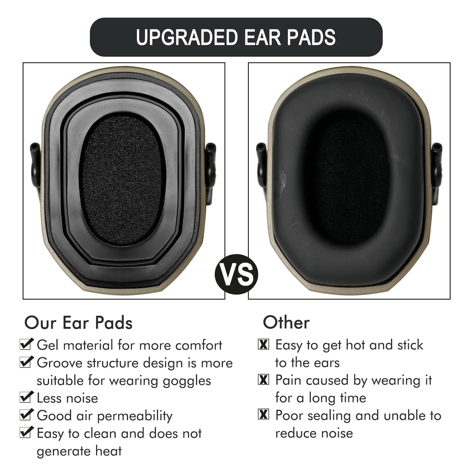 Razor Silicone Gel Ear Pads，Replacement Soft Sponge Gel Ear Pads Cushion Earmuffs for Walker's Razor Headphone
