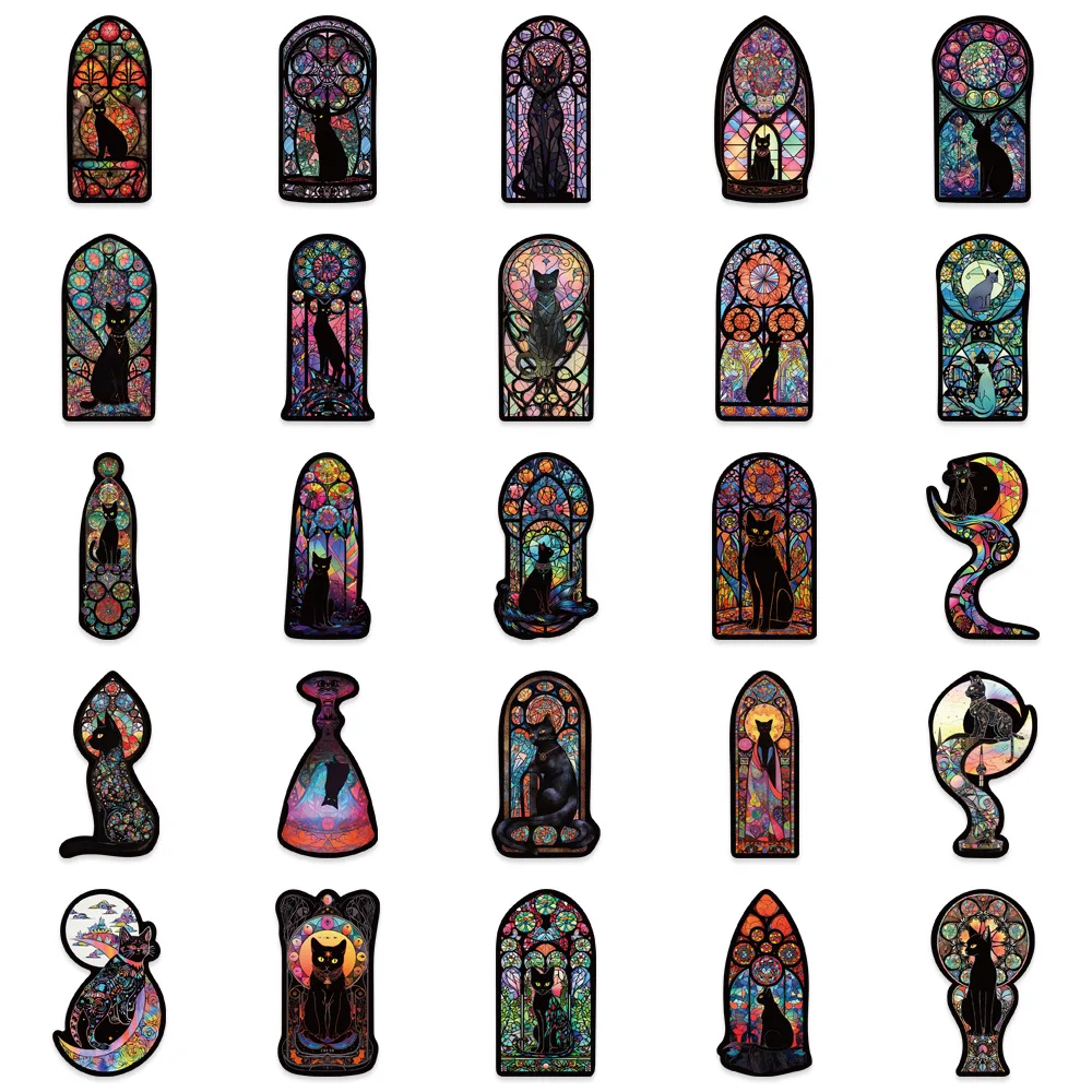 Retro Gothic Cat Stickers Waterproof Graffiti Aesthetic Decorative Luggage Laptop Guitar Diary Scrapbook 10/30/50PCS