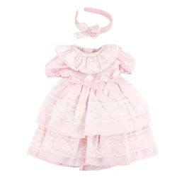 Charming Pink Princess Doll Dress with Lace Skirt and Hairband (CL - 0492)