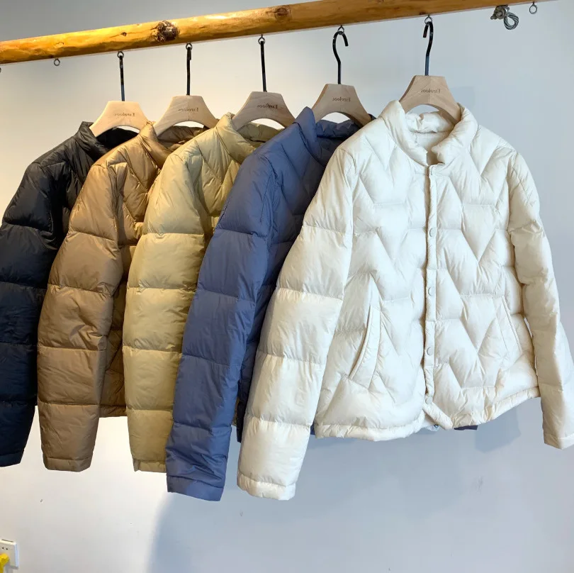 

Всесезонный прозрачный, пушистый и теплый белый утиный пух, Мори цвет, короткий пуховик с воротником, новая коллекция для осени