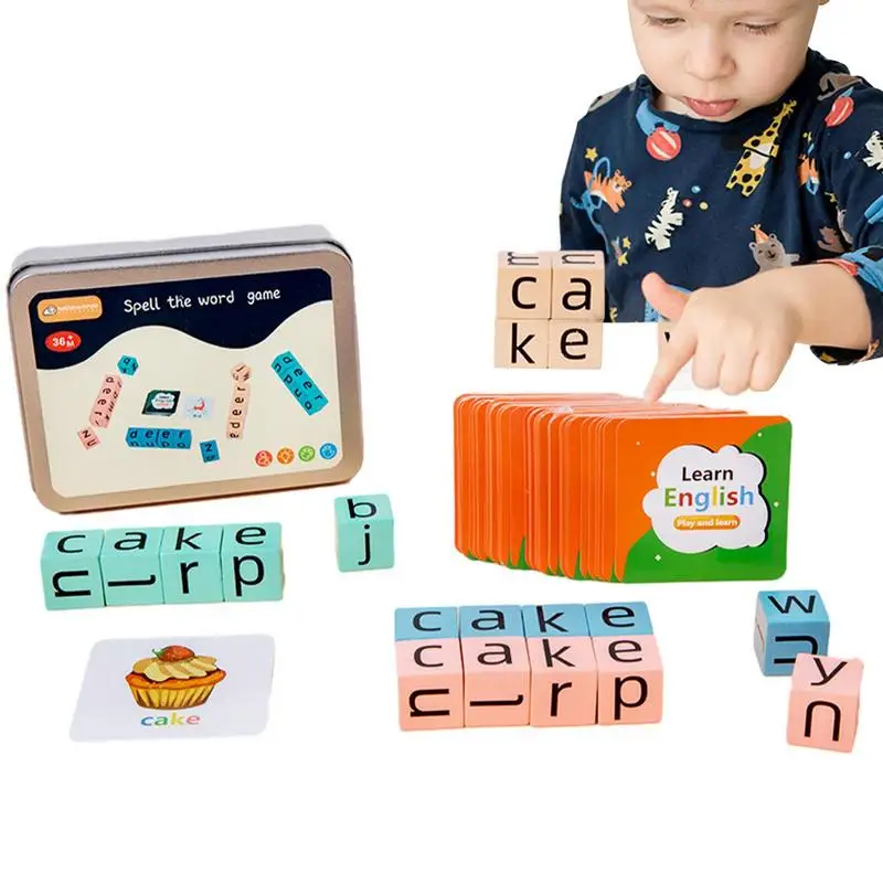 

Spelling Games For Kids Funny Wooden Alphabet Blocks Spelling Game Kid Educational Toys For Home Preschool And Kindergarte