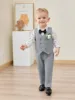 Baby Boy Clothes Suits 5PC Infant Gentleman Outfit Dress Shirt+Bowtie+Vest+Corsage+Pants Toddler Boy Wedding Party Outfits 1