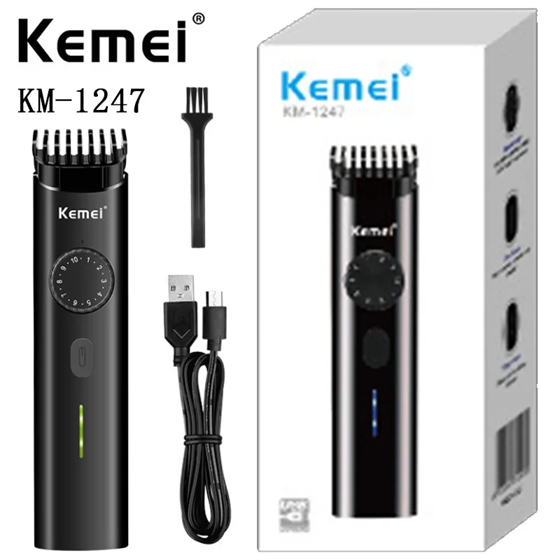 

Kemei hair clipper KM-1247 ten gear adjustment sideburns shaving long battery life silent haircut fader electric clipper