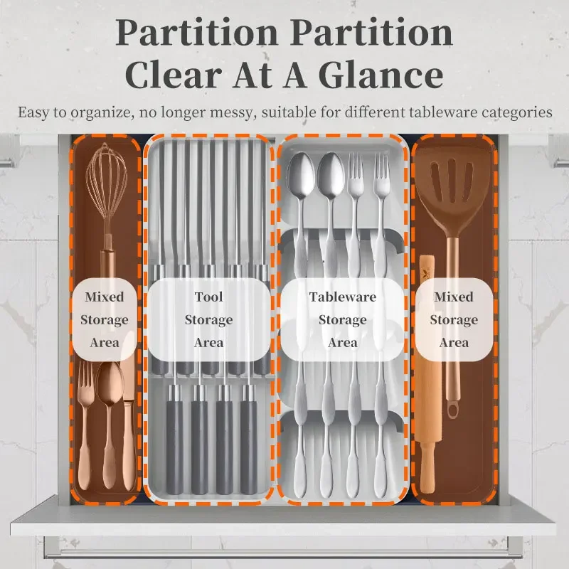 Silverware Organizer Flatware Organizer Cutlery Organizer Expandable Drawer Knife Holder Kitchen Utensil