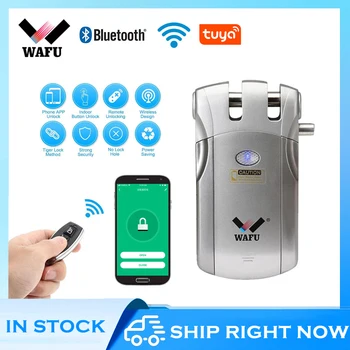 Wafu 019 스마트 잠금, 무선 와이파이 블루투스 제어, 투야 앱 지원, 전자 키리스 도어 보이지 않는 잠금, 433MHz