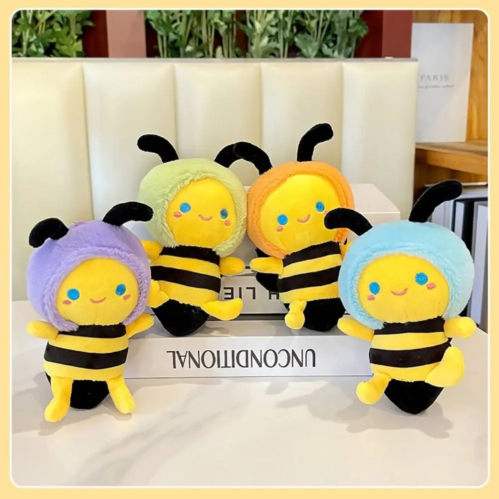 Stuffed Cotton Bee Plush Keychain Funny Little Bee Shape Bee Doll Bag Pendant Personalized Creative Plush Animal Bee Keyring personalized dog photo keychain custom picture key chain cat pawprint engraved keyring animal pet lover customized memorial gift