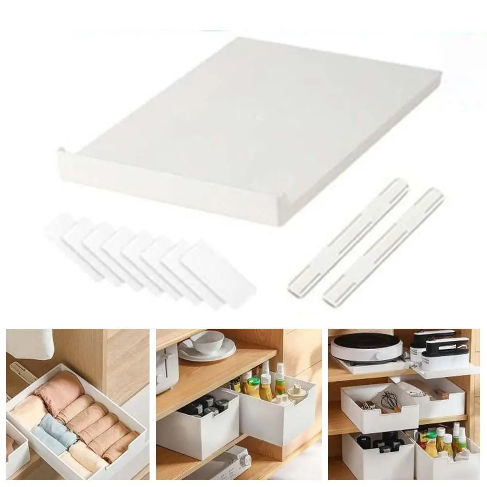 Durable Pull Out Cabinet Drawer Organizer Space Saving Plastic Storage Shelves Slide Out Storage Rack