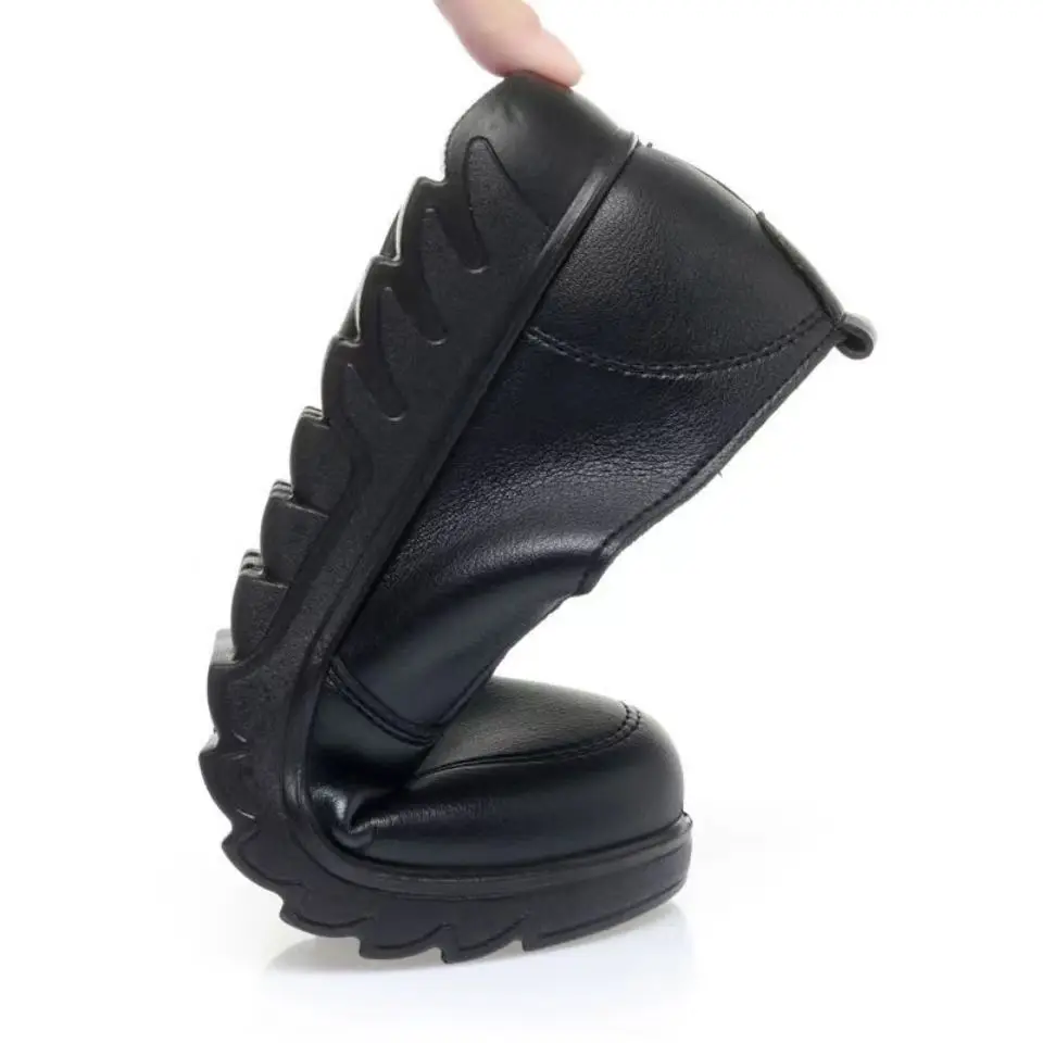 Women Shoes Leather Non-slip Casual Comfortable Middle-aged Ladies Flat